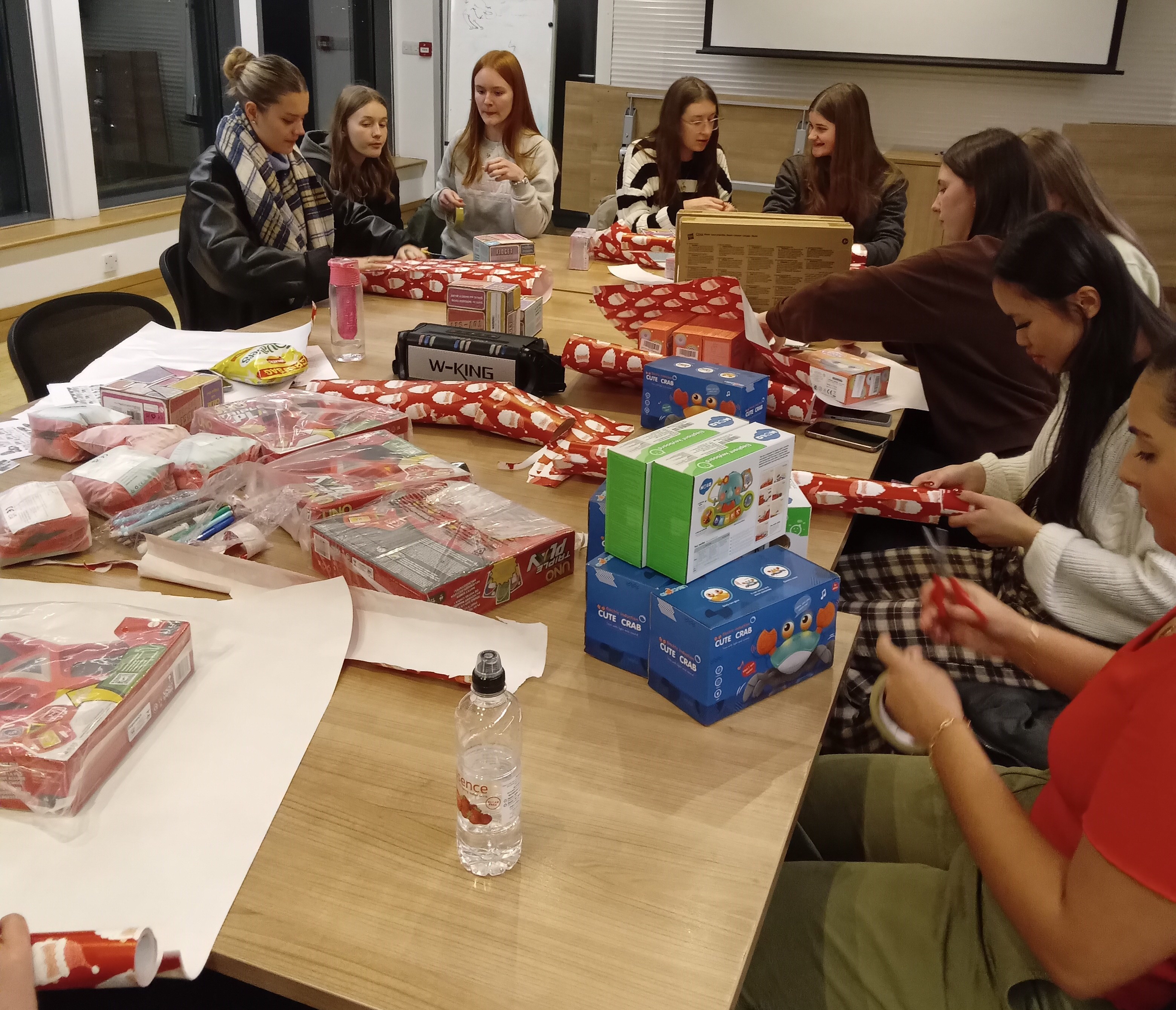 A group of young people wrapped all the presents this week and took them to the hospice