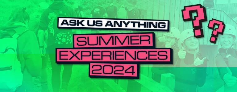 Ask us anything NCS Summer 24 written with two question mark signs on a green background