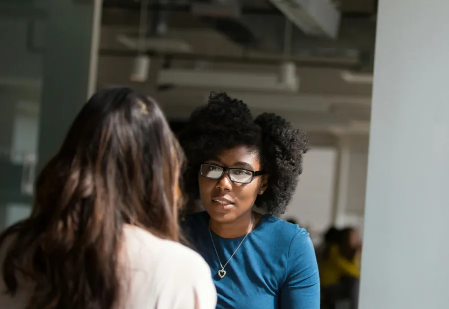 Young person sitting in an interview